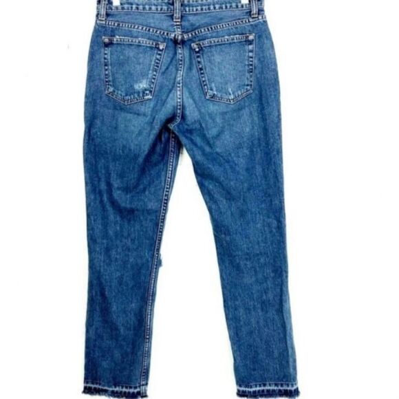 REFORMATION Winona Mid/High Rise Button Fly Distressed Knees Jeans Sz 28 - Picture 5 of 7